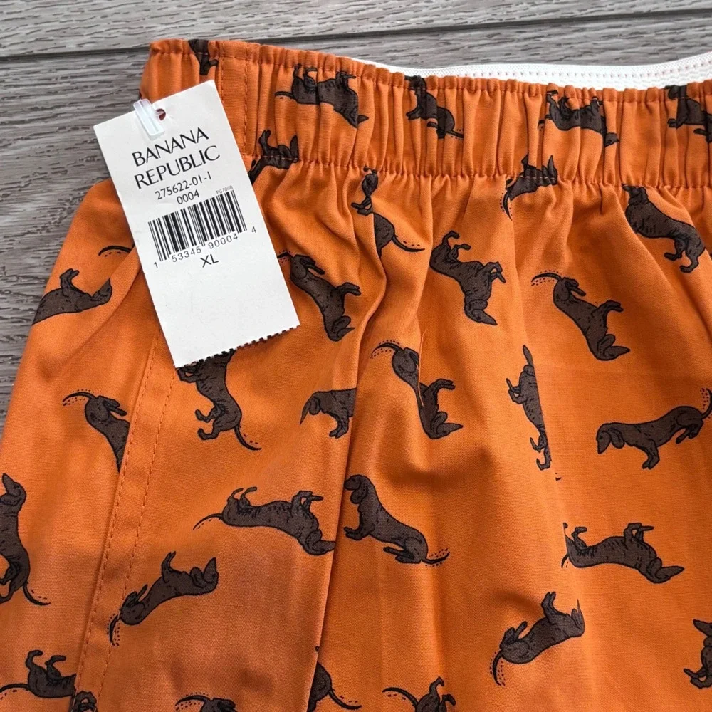 Banana Republic Boxers Mens XL Orange Dachshund Dog Print Cotton Underwear NEW